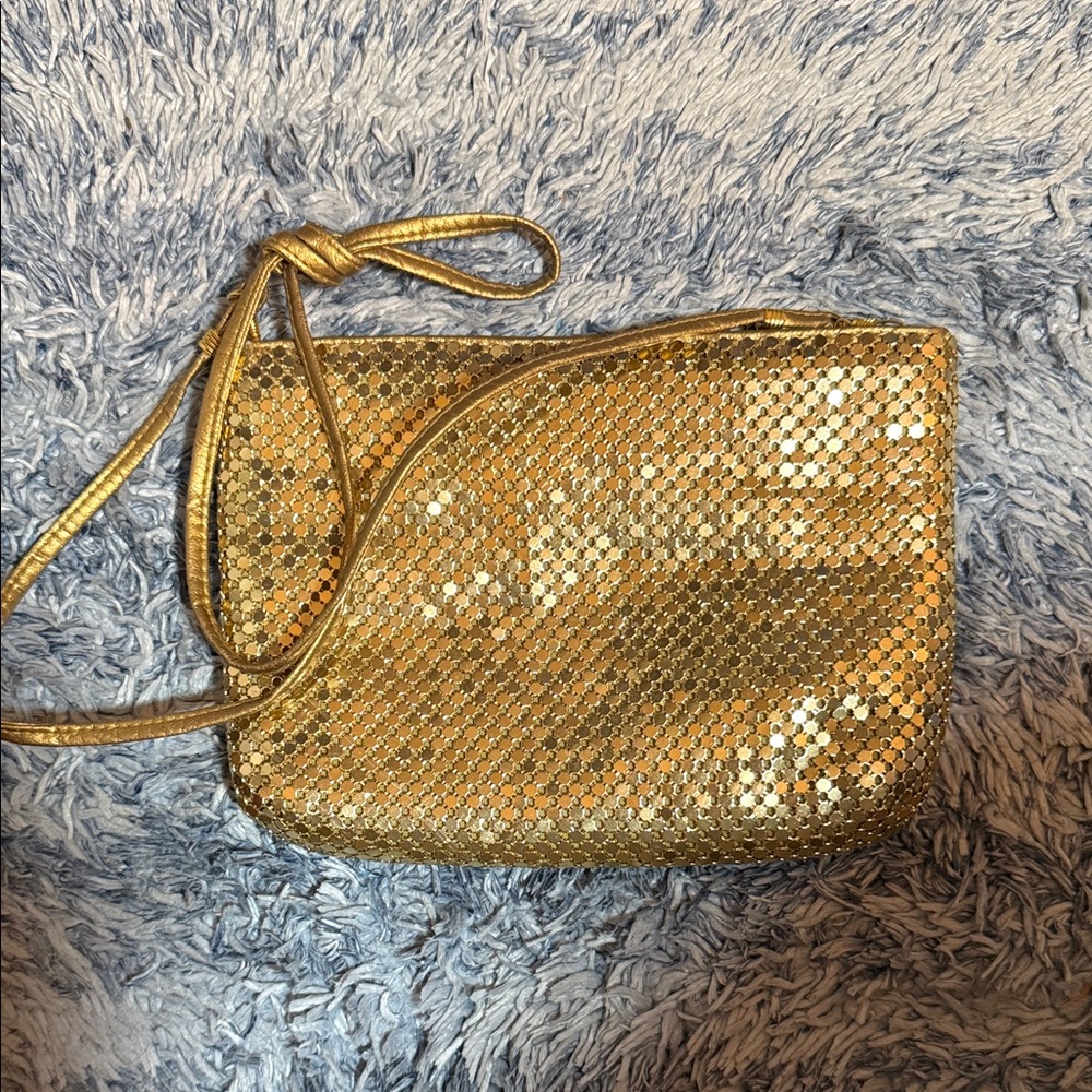 Vintage Gold Sequin Crossbody Bag - Women